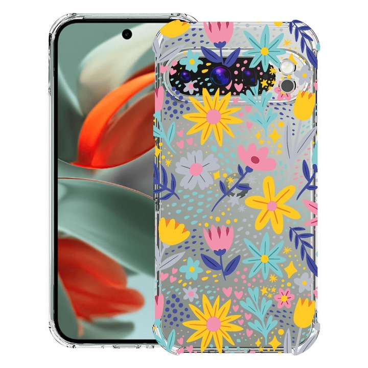 BestCase® Husa pentru Google Pixel 9 Pro XL, Anti Shock 1.5MM, Little Flowers, Protectie camera, ecran si colturi, 1946015 AS 758