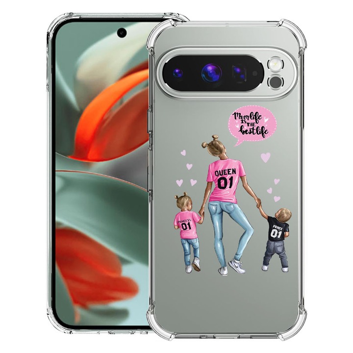 BestCase® Husa Anti Shock 1.5mm Compatibil cu Google Pixel 10 Pro / Pixel 10, cu Design Mom Life Boy And Girl, Reinforced 4 Corners, 3119593 AS 557