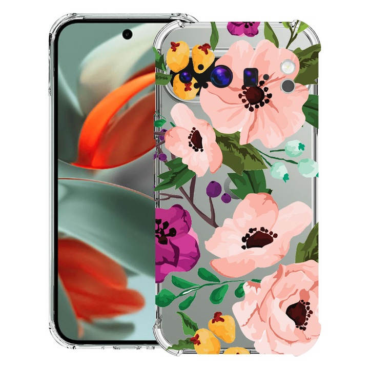 BestCase® Husa pentru Google Pixel 9 Pro XL, Anti Shock 1.5MM, Pastel Flowers, Protectie camera, ecran si colturi, 1946015 AS 629
