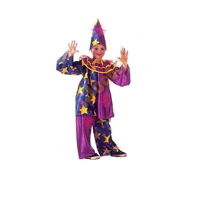 Costum de clovn decorat cu stelute, marimea 140 cm