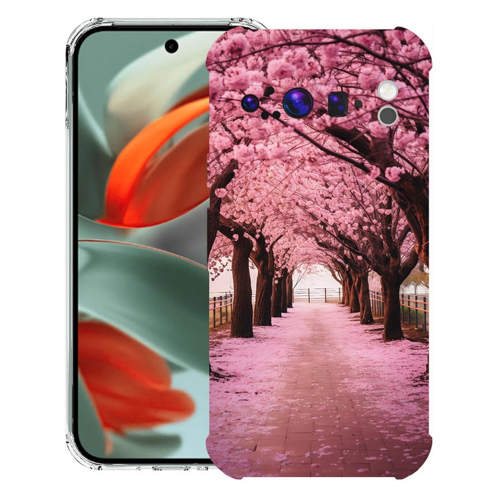 BestCase® Husa pentru Google Pixel 9 Pro XL, Anti Shock 1.5MM, Cherry Blossom Trees, Protectie camera, ecran si colturi, 1946015 AS 1379