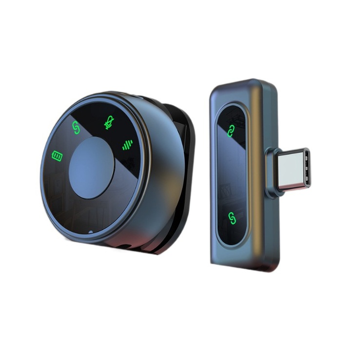 2 db professzionális Lavalier mikrofon készlet, autonómia 1-3 óra, Zajcsökkentő funkció, Vezeték nélküli, Android/iOS eszközökkel kompatibilis, Apple interfész