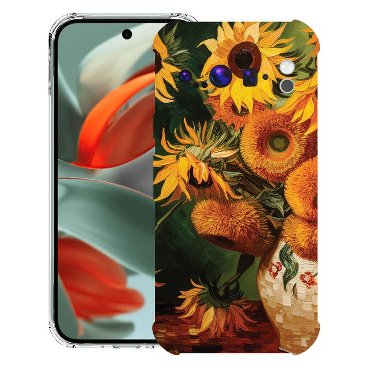 BestCase® Husa pentru Google Pixel 9 Pro XL, Anti Shock 1.5MM, Sunflower Painting, Protectie camera, ecran si colturi, 1946015 AS 1272