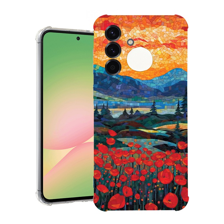 BestCase® Husa pentru Samsung Galaxy S25, Anti Shock 1.5MM, Poppies in Sunset, Protectie camera, ecran si colturi, 1946017 AS 1274