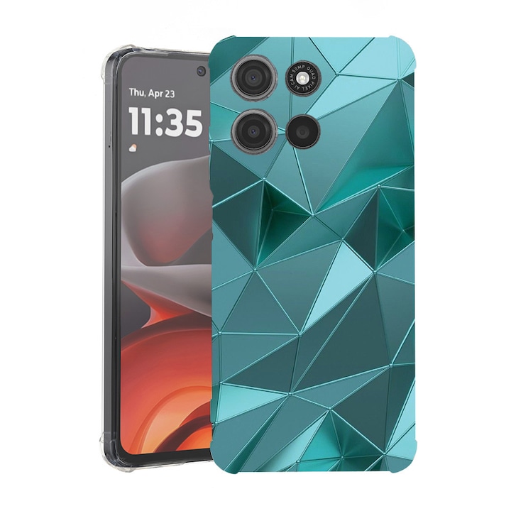 BestCase® Husa Anti Shock pentru Motorola Edge 60 Pro cu Design Green Mosaic, 2052054 AS 1251