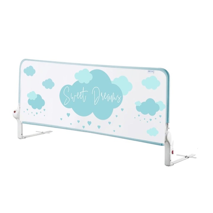 Bariera de protectie pentru pat, rabatabila, Guimo, 94 x 48.5 cm, Sweet Dreams, Decor Norisori, Verde Menta