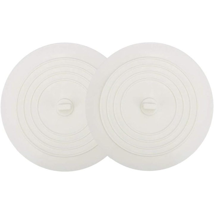 Dop de baie, dop de scurgere din silicon, mare, de 6 inch, ventuza plata, potrivit pentru bucatarie, baie si spalatorie, alb