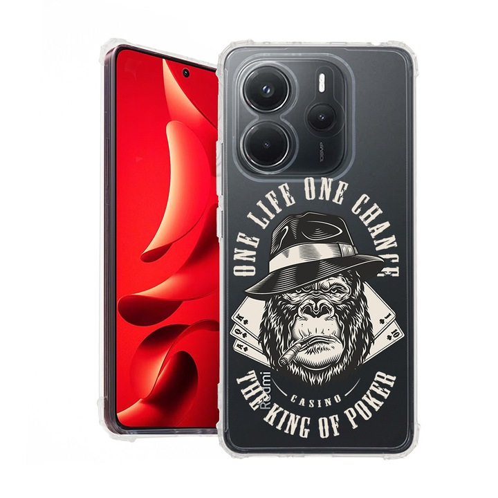 BestCase® Husa pentru Xiaomi Redmi Note 14 5G, Anti Shock 1.5MM, King Mafia Monkey, Protectie camera, ecran si colturi, 1938401 AS 1495