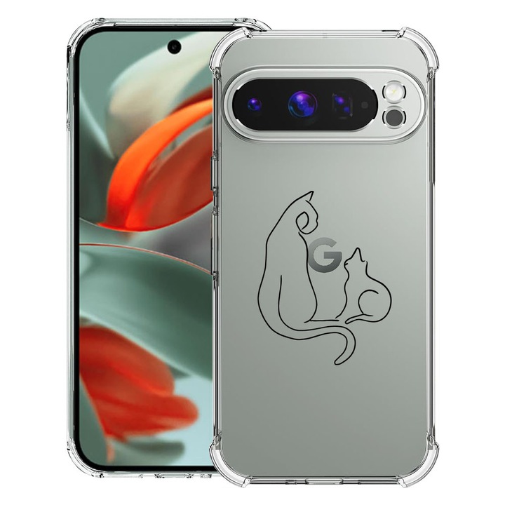 BestCase® Husa Anti Shock 1.5mm Compatibil cu Google Pixel 10 Pro / Pixel 10, cu Design Abstract Cat, Reinforced 4 Corners, 3119593 AS 738