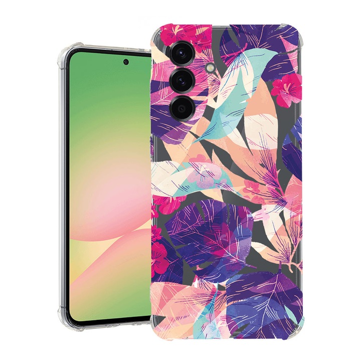 BestCase® tok Samsung Galaxy A17 5G-hez trópusi virág mintával, ütésálló, megerősített 4 sarokkal, 2078494 AS 71