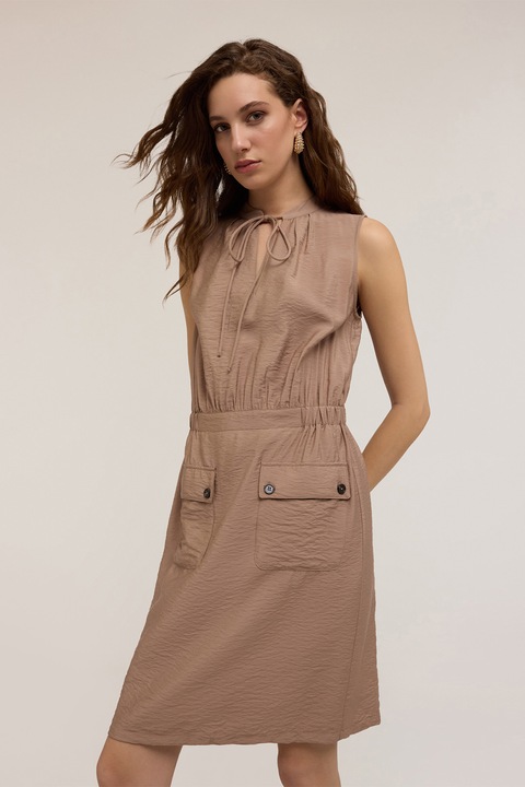 Motivi, Rochie cu croiala dreapta si buzunare, Maro deschis