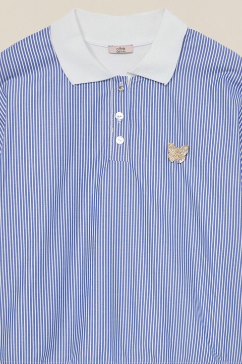 Oltre, Tricou polo cu model in dungi, Alb/Albastru deschis