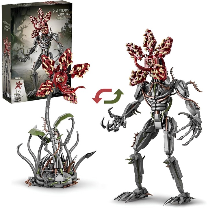 Piranha növény építőkocka készlet, 858 darabos, ajándék felnőtteknek, többszínű, 8 éves kortól