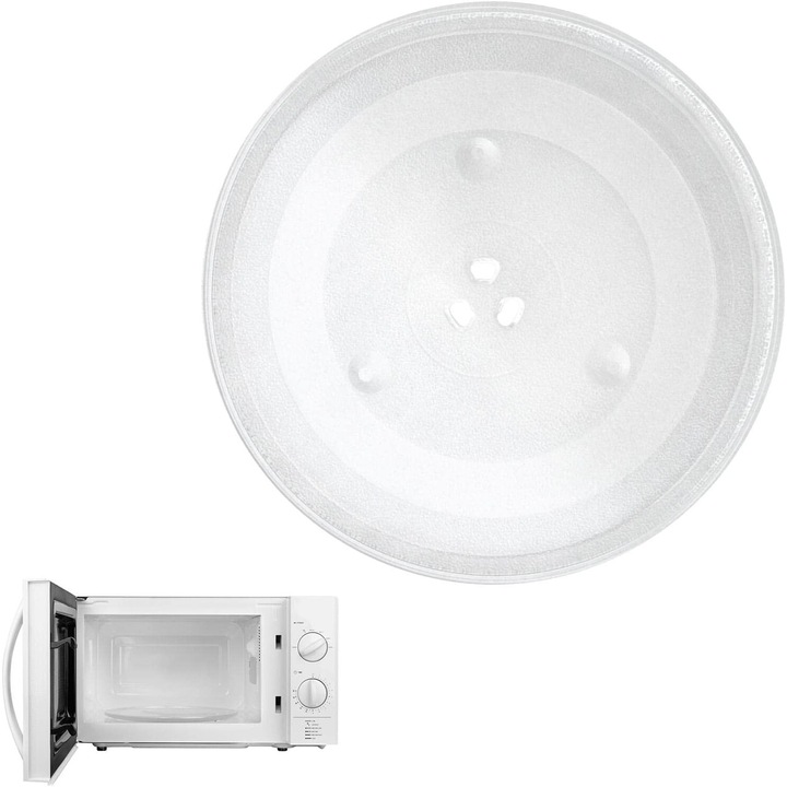 Placa rotativa din sticla pentru cuptor cu microunde, 27cm, design rezistent la caldura, usor de curatat, compatibila cu majoritatea cuptoarelor cu microunde