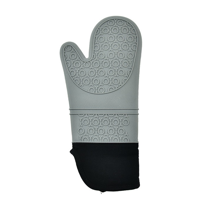 Szilikon konyhai kesztyű, hő- és vízálló, 1 pár, 37.3x19x14cm, sötétszürke