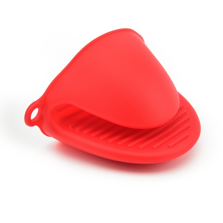 Hőálló szilikon konyhai kesztyűk, 2 pár, piros, 9.5x8.3cm