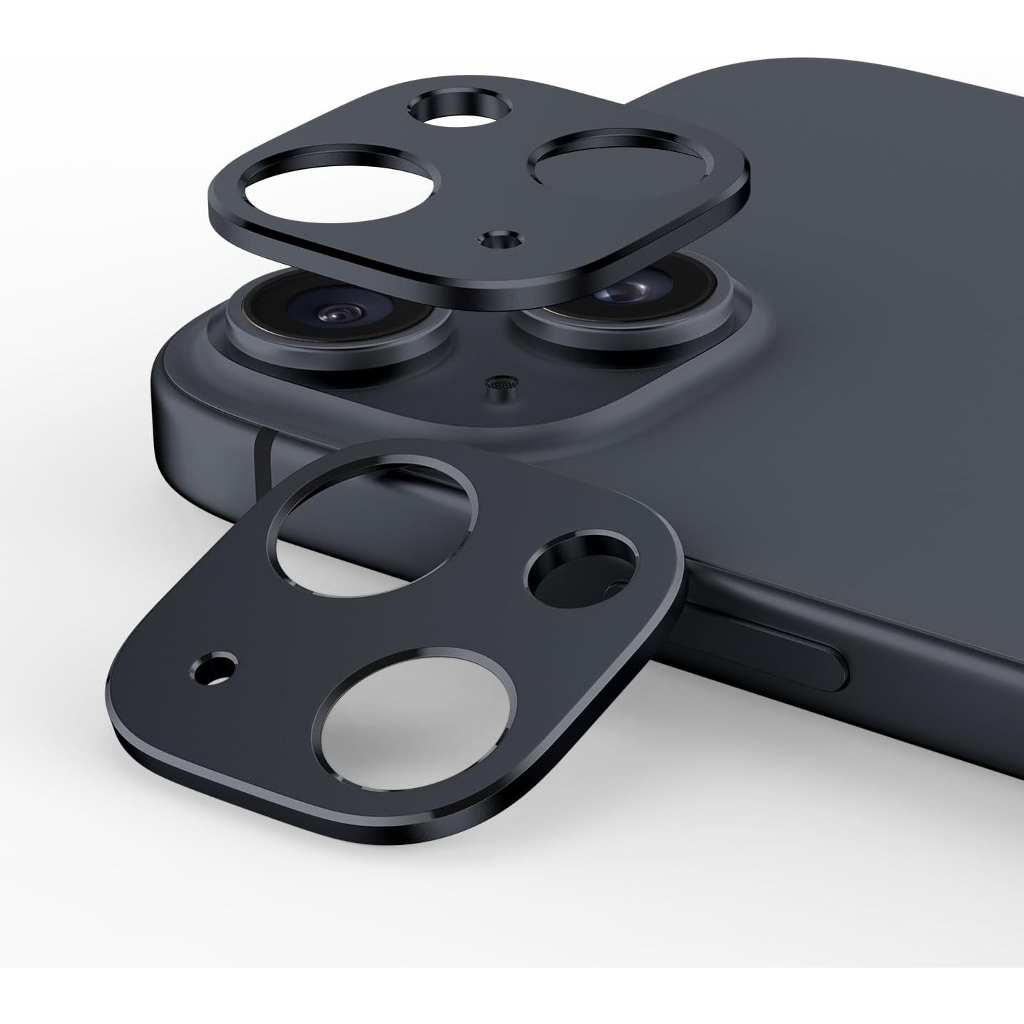 Set 2 folii din sticla securizata pentru lentile, MDUG, compatibile cu iPhone 14/14 Plus、iPhone 15/15 Plus - protectie camera spate, HD 9H, pentru protejarea lentilelor, negru