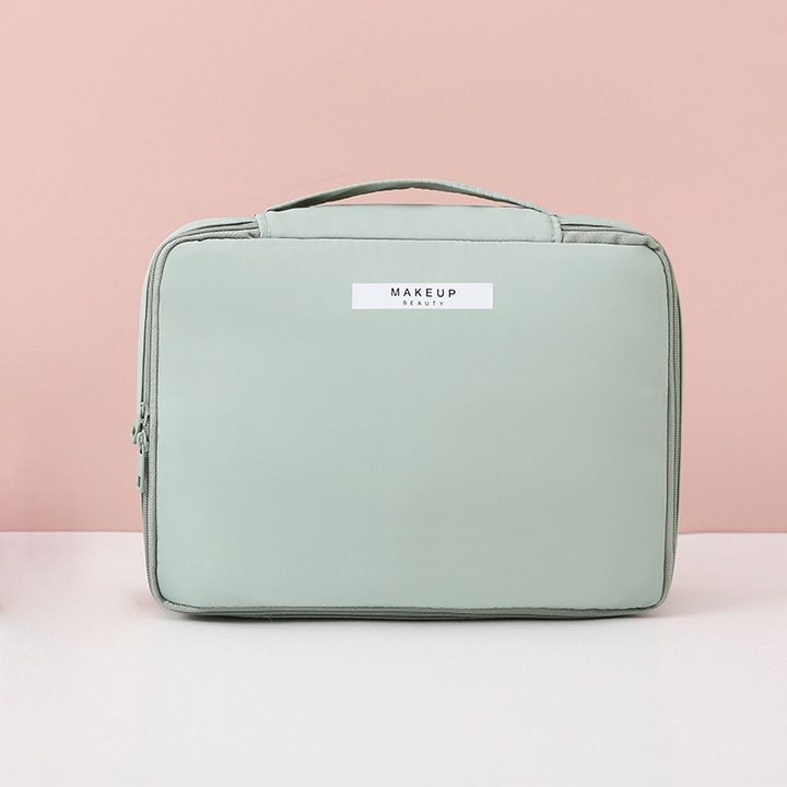 Kozmetikai táska, többszínű, 23x16.5x18cm, szett ecsettartó rekesszel