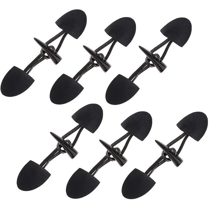 Set 6 Butoni din Piele pentru Haine, Negru, 17x5.5cm