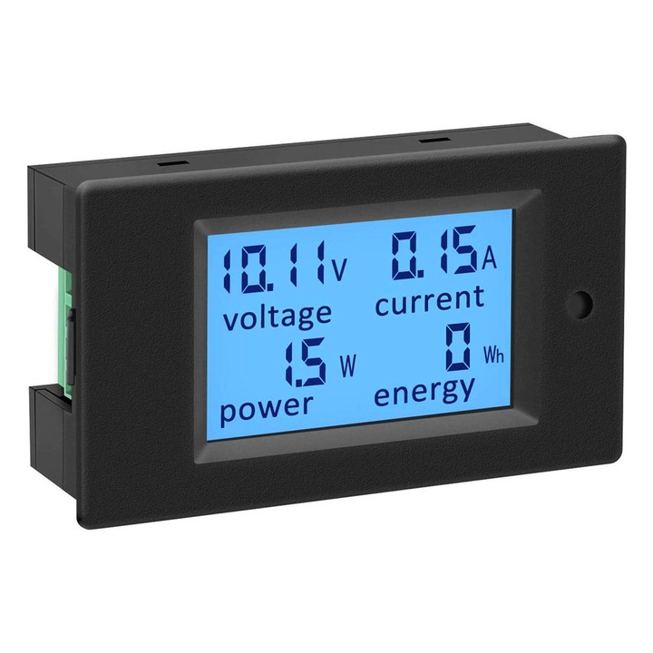 Multimetru digital, voltmetru curent energie, 6.5-100V 100A, ecran LCD, iluminare, memorie