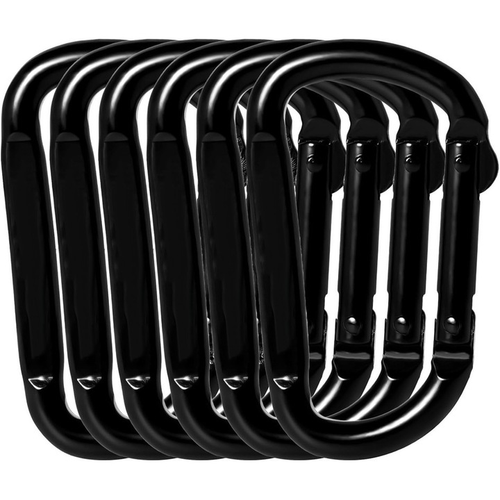 Set 6 carabine Supertina®, metal, 6.3cm, capacitate 800lbs, pentru camping si drumetii