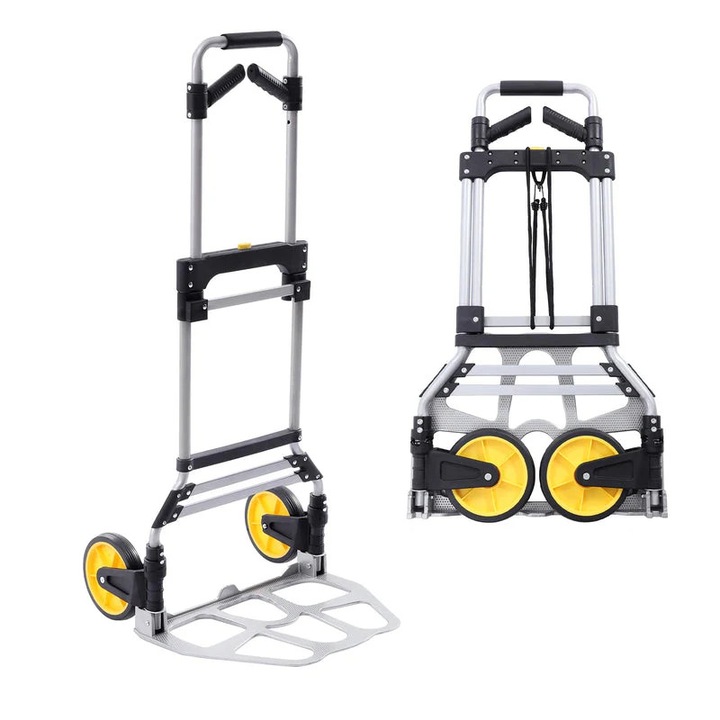 Сгъваема транспортна количка, товароносимост 120 кг, черна, за офис и дом