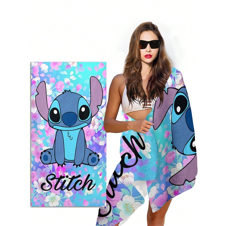 Плажна кърпа, TREXORA, дизайн с герои, 90x180 см, полиестер, син