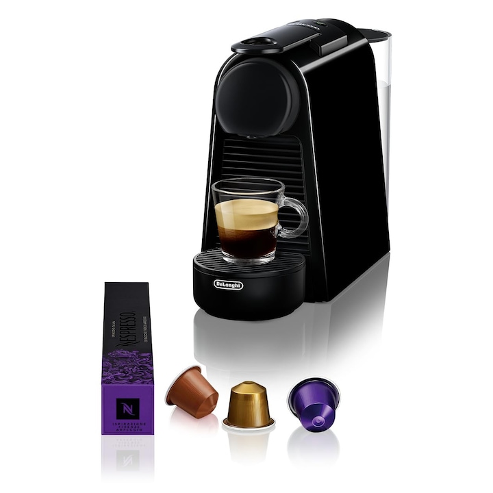 Aparat de cafea espresso Nespresso De'Longhi Essenza Mini EN 85.B, negru, 19 bar, 32, 5x11x20, 5cm, set de bun venit