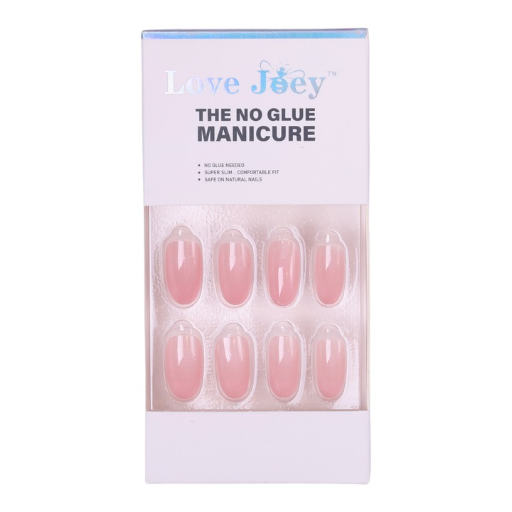 Unghii artificiale, LOVE JOEY, Autoadeziv, MIgdale, 28bucati, Roz transparent