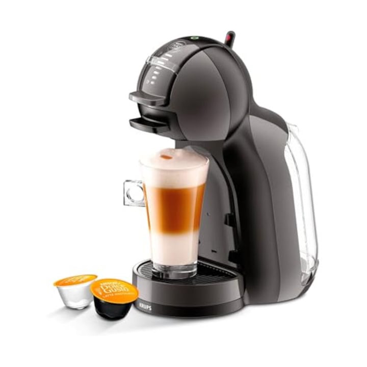 Aparat de cafea Krups Nescafé Dolce Gusto Mini Me cu capsula cu presiune de 15 bar, capacitate 0, 8 l bauturi reci sau calde, Play & Select, termobloc, 35 de sortimente de cafea, negru, KP1238
