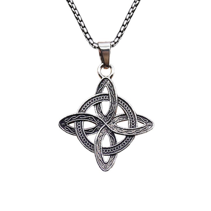 Colier barbati cu pandantiv nod celtic, inox, design vintage, 50cm