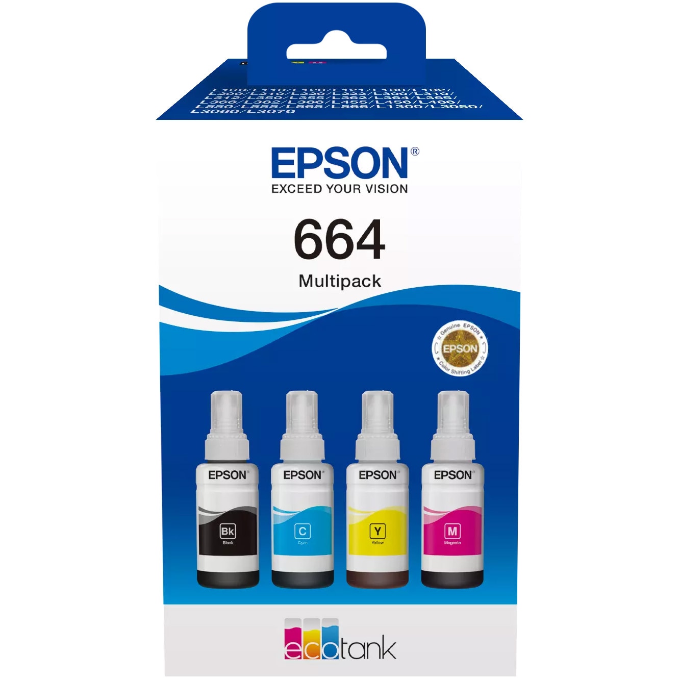 Multipack Epson 664 EcoTank 4 Culori, Negru, Cyan, Galben, Magenta (280 ml)