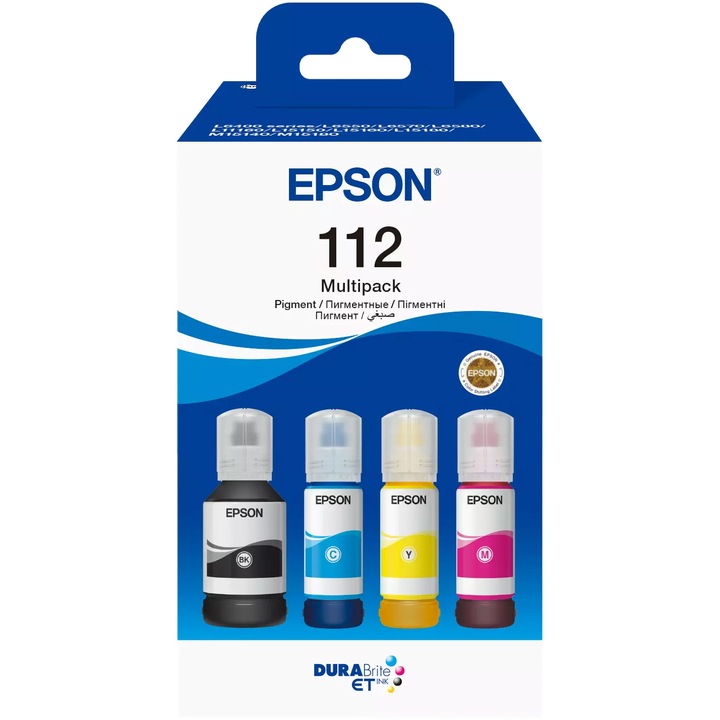 Multipack Epson 112 EcoTank 4 Culori, Negru, Cyan, Galben, Magenta (260 ml)