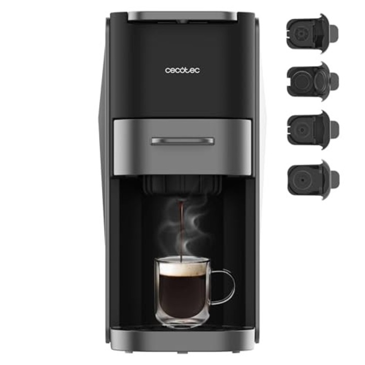 Cecotec Espresso kávéfőző Kompakt gép kapszulákkal FreeStyle Compact Dark, Teljesítmény 1200 W, 20 bar pumpa, Kompatibilis Dolce Gusto, Nespresso és sok más termékkel, 700 ml-es víztartály, Elegáns kialakítás