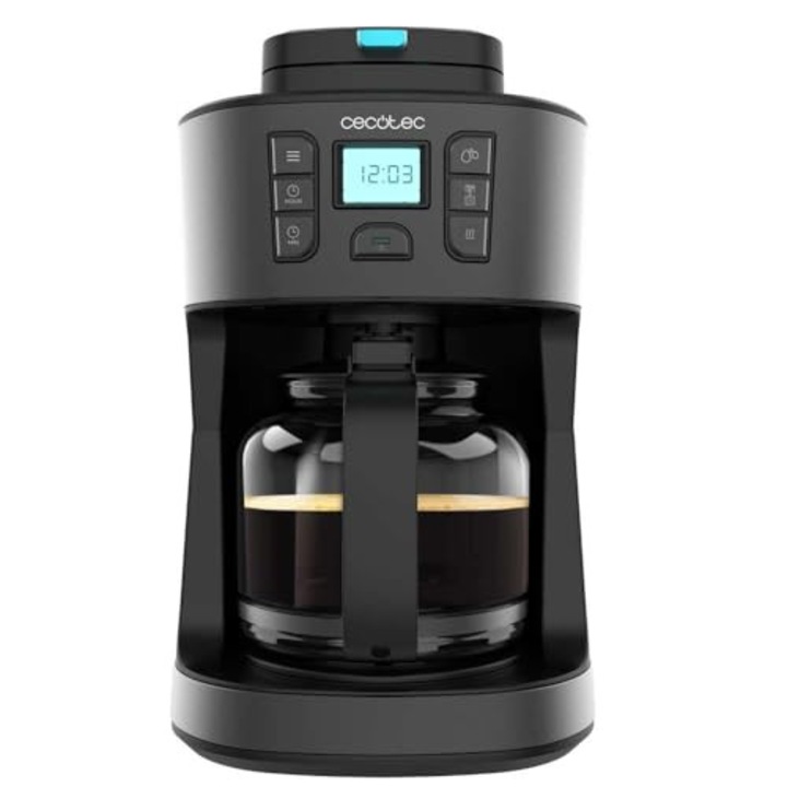 Cecotec Coffee 66 Grind & Drop csepegtető kávéfőző. 1086 W, pengedaráló, akár 12 csésze, Extreme Aroma technológia, digitális csepegtető kávéfőző, rozsdamentes acél, automatikus kikapcsolással