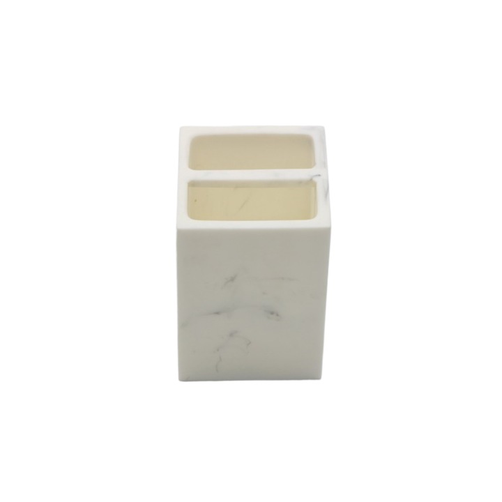 Pahar baie INTER CERAMIC Layen pentru periute de dinti, Dubla, Alb, Polyresin