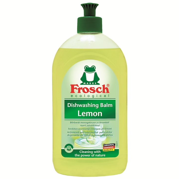 Екологичен препарат за почистване на съдове Frosch, Лимон, 500 мл