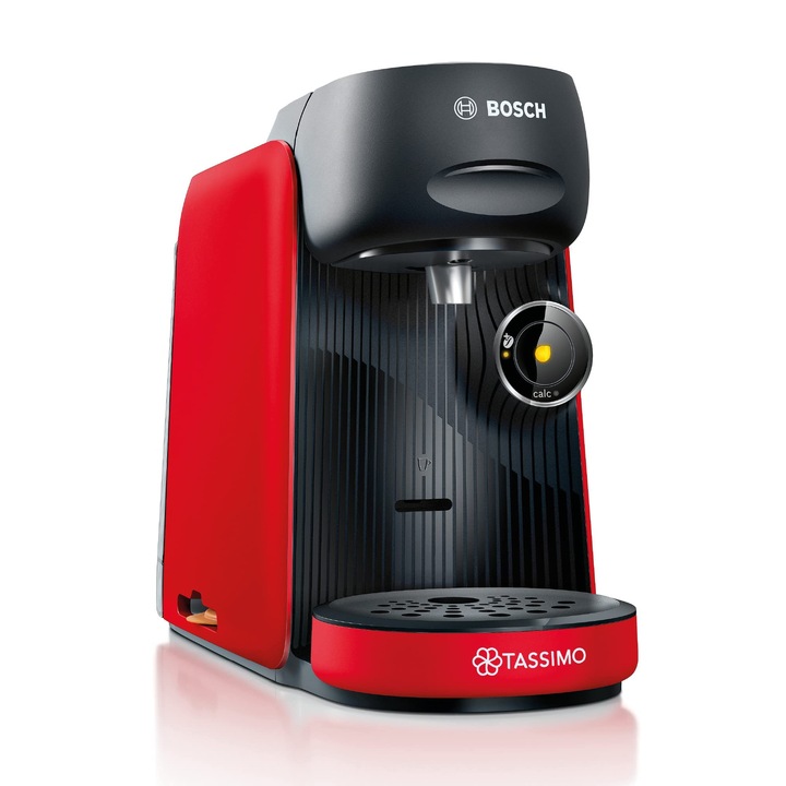 Aparat de cafea Bosch Tassimo Finesse TAS16B7 de la, 70 de bauturi, cafea mai intensa la apasarea unui buton, oprire automata, dozat perfect, economiseste spatiu, 1400 W, rosu