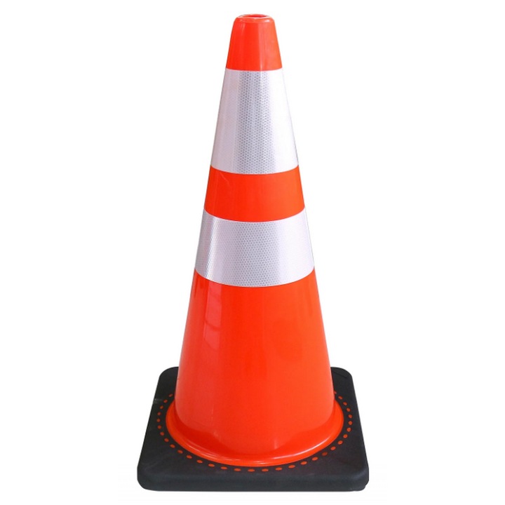 Con Reflectorizant Profesional Hipposafety, 70 cm, Greu si Stabil, din PVC Premium, Pentru Trafic Intens, Santiere si Zone Industriale