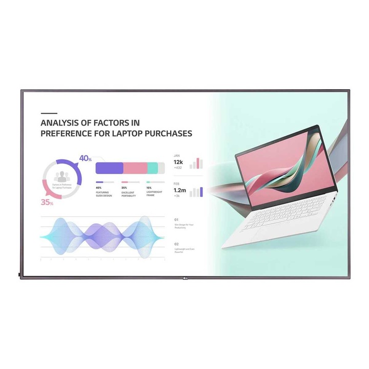 LG 98UH5J-H.AEU 98" Monitor, Fekvő/Portré, 24/7, WebOS, 500 cd/m² 8 ms 178, 3840 x 2160 pixel 178