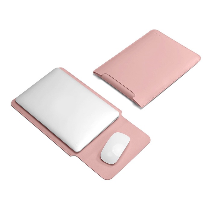 Husa laptop, 13.3-14", roz deschis, impermeabila, 335x253mm