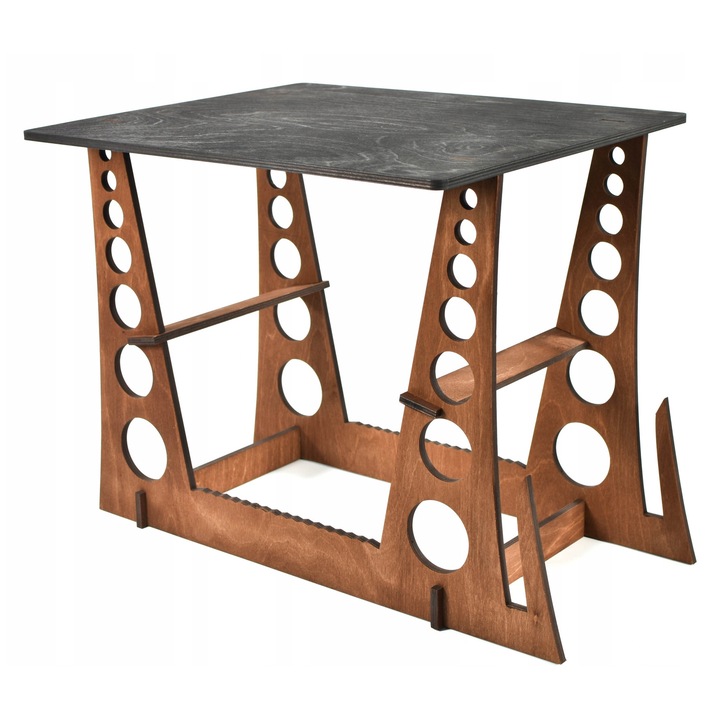 Gramofon- és bakelitlemez-polc, Swam, 53x38x38cm, 50 album tárolására alkalmas, nyír rétegelt lemez felülettel