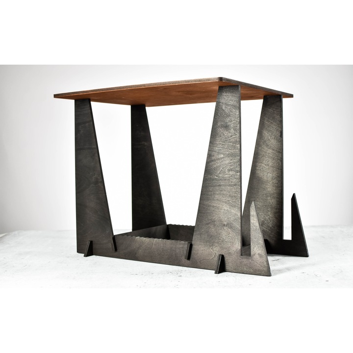 Gramofon- és bakelitlemez-polc, Swam, 52x38x38cm, 50 album befogadására alkalmas, bézs színű