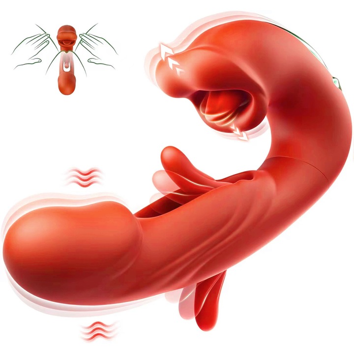 Vibrator pentru femei, Hnlhot, 3 in 1, 7 moduri de vibratie, 7 Moduri Oral, Rezistent la Apa IPX7, incarcare magnetica USB, Design Ergonomic, Silicon Moale, culoare piele