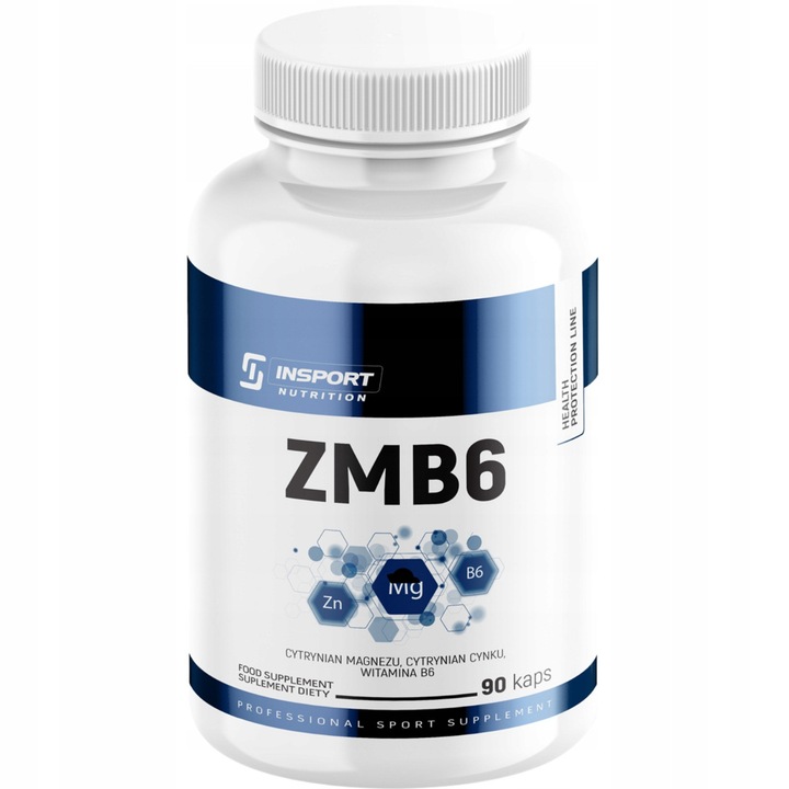 Étrend-kiegészítő, ZMA + B6 90 kapszula – Magnézium, Cink, B6-vitamin – Fáradtság, Tesztoszteron, INSPORT