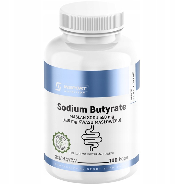 Étrend-kiegészítő, NÁTRIUM-BUTIRÁT 550 mg – 100 kapszula – Bélflóra, Emésztés, Bútirát – INSPORT