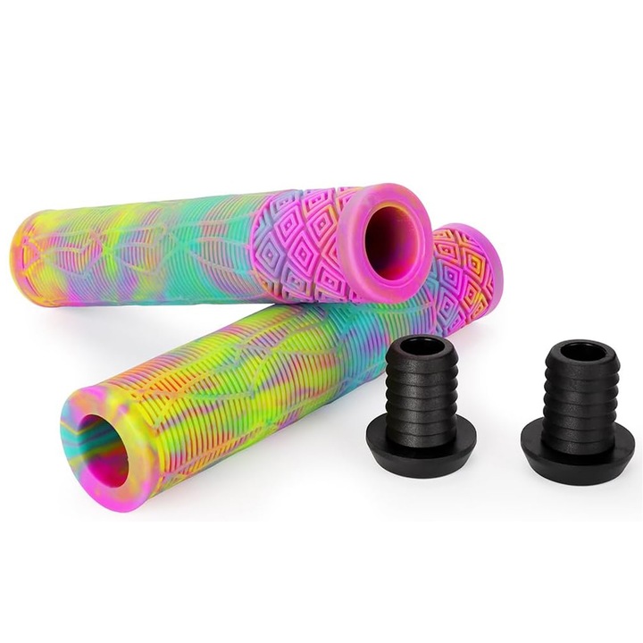 Mansoane bicicleta, TREXORA, design antiderapant multicolor, confort ergonomic, 160MM, set 2 bucati