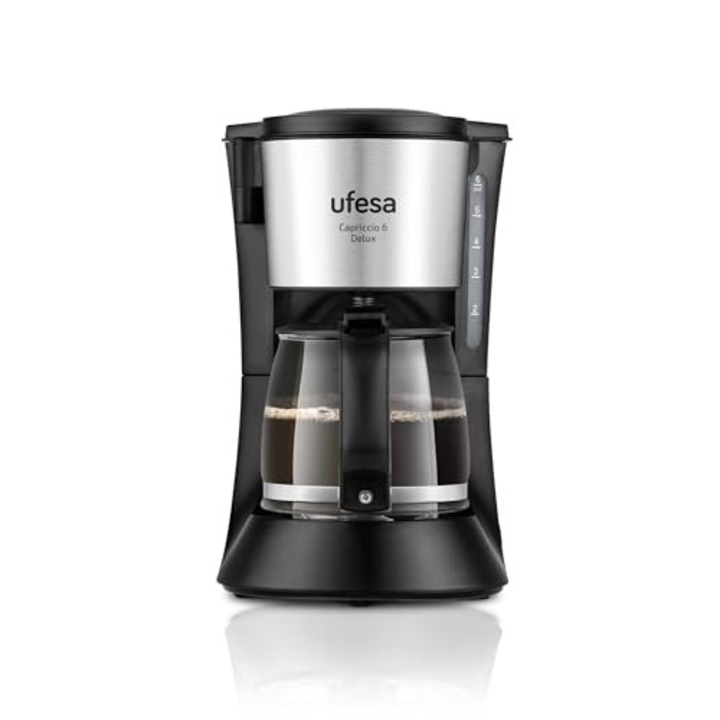 Cafetiera Ufesa CG7115 Capriccio 6 Delux, 6 cesti, 600W, carafa 0.6L, sistem anti-picurare, oprire automata, finisaje inox