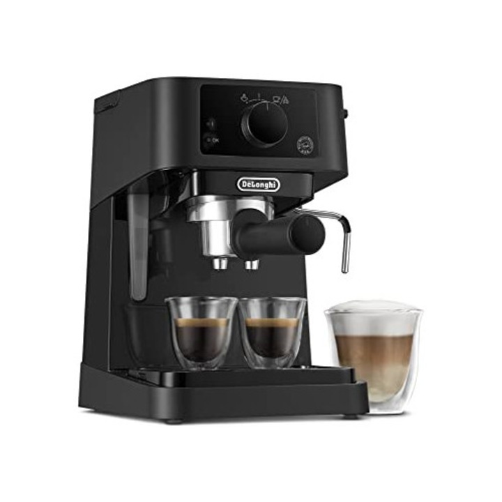 De'Longhi Stilosa EC 235.BK – espressor portafiltru traditional, espressor cu spuma manual de lapte, pentru espresso pudra, rezervor apa 1 l, negru, 1100 W