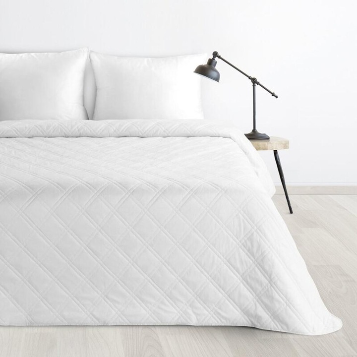 Narzuta welurowa D91 Luiz, 170x210cm, alb